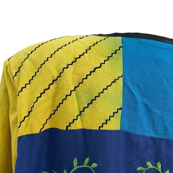 Unique Art-to-Wear Rainbow Patchwork Hippie Gypsy Crazy Knit Jacket size Large - Picture 4 of 10